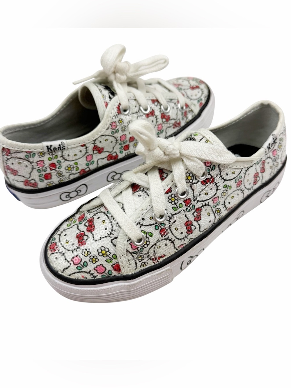 Keds Sanrio Hello Kitty White Sparkle Low Top Sneakers Size 12.5